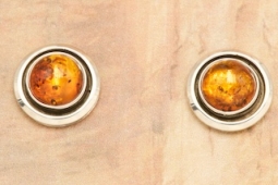 Artie Yellowhorse Genuine Amber Sterling Silver Post Earrings